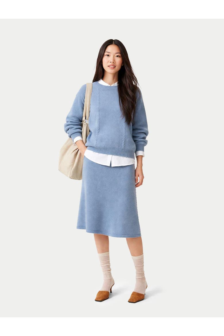 A-Line Cashmere Knitted Skirt, Alternate, color, Dusty blue