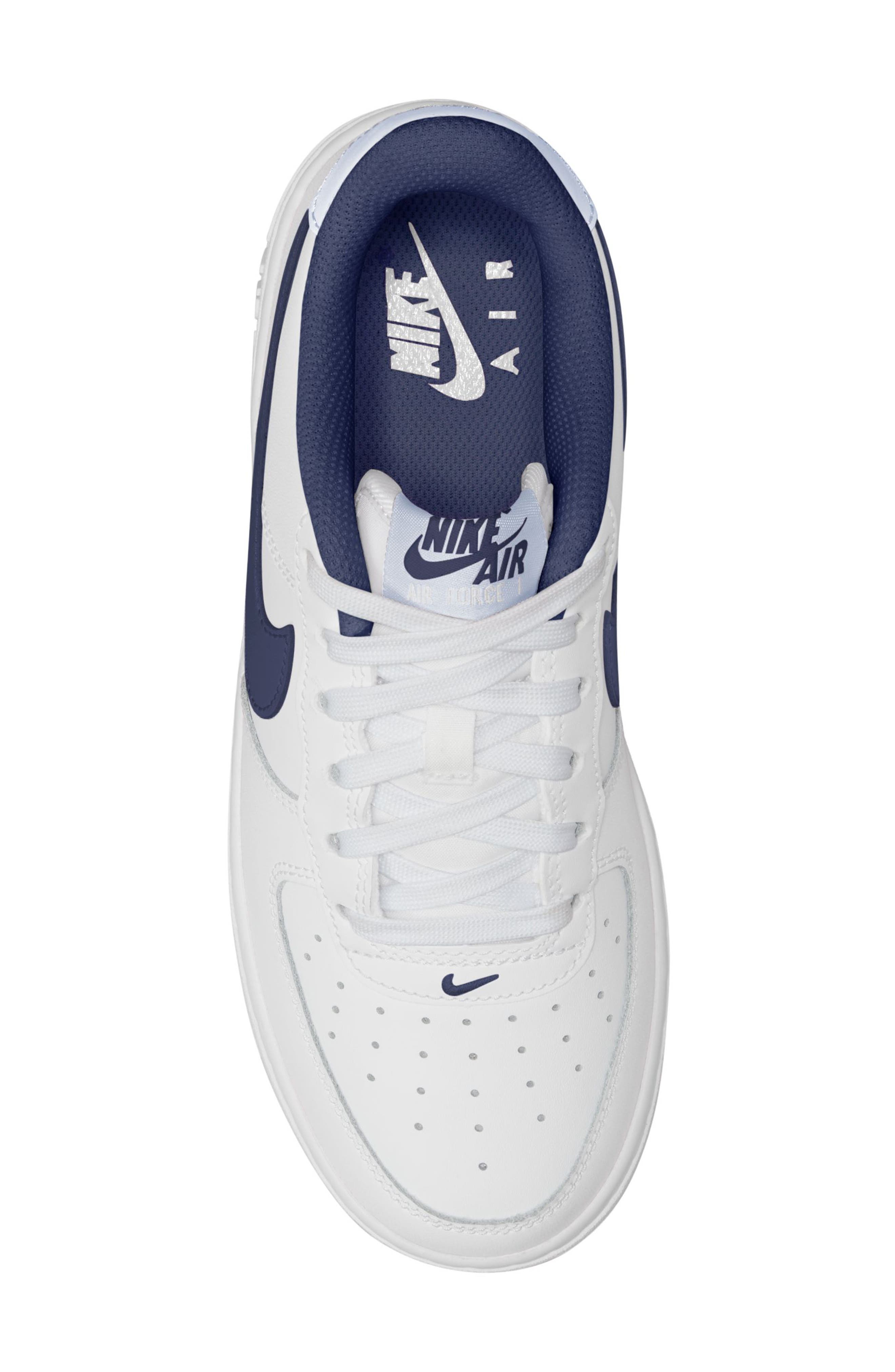 Kids' Air Force 1 Sneaker, Alternate, color, WHITE/ MIDNIGHT NAVY/ GREY