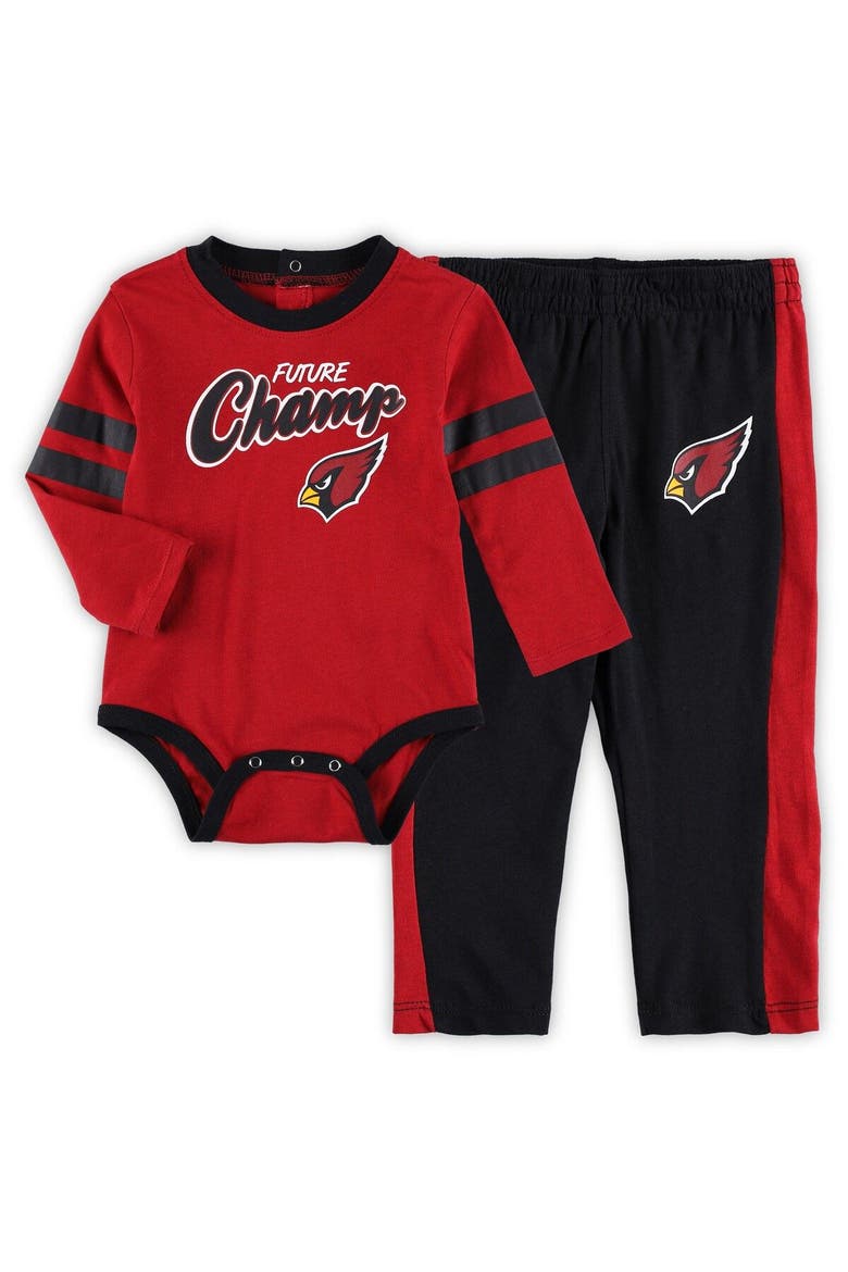 Infant Cardinal/Black Arizona Cardinals Little Kicker Long Sleeve Bodysuit & Pants Set, Main, color, Cardinal