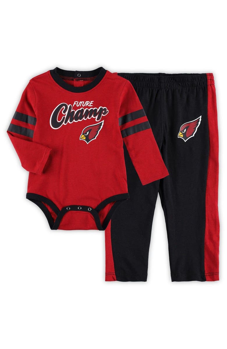 Outerstuff Infant Cardinal/Black Arizona Cardinals Little Kicker Long Sleeve Bodysuit & Pants Set, Main, color, Cardinal