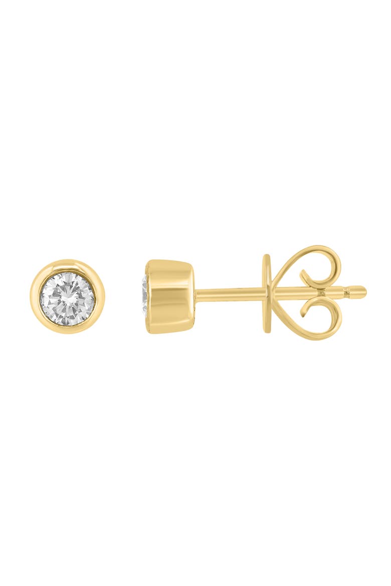 14K Gold Plated Sterling Silver Diamond Stud Earrings, Alternate, color, GOLD