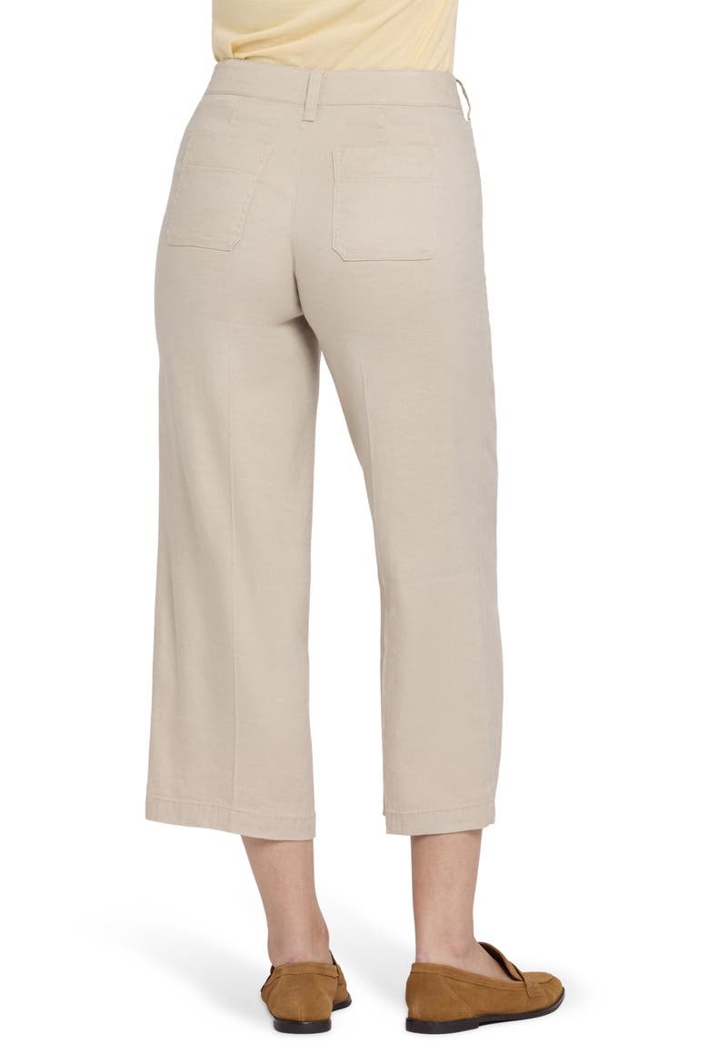 Wide Leg Crop Linen Blend Pants, Alternate, color, FEATHER