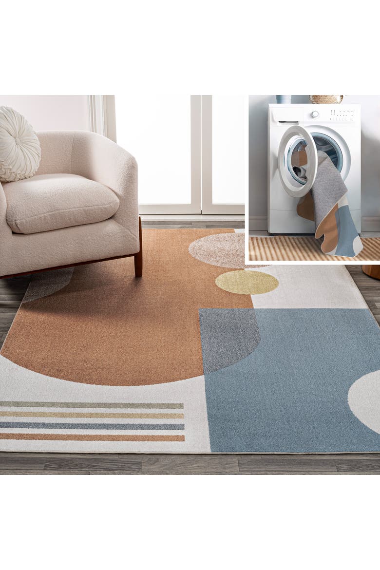 Slinger Modern Contemporary Collage Machine-Washable Area Rug, Main, color, Cream/Multi