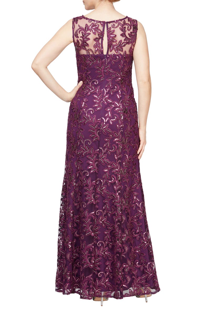 Alex Evenings Embroidered Tulle Gown with Shawl, Alternate, color, 
