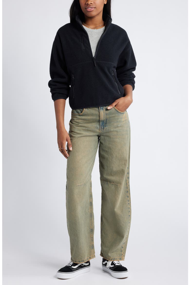 Fleece Quarter Zip Pullover, Alternate, color, BLACK