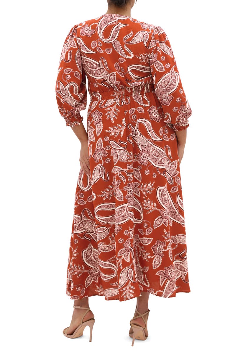 City Chic Jessie Print Maxi Dress, Alternate, color, Ginger Paisley