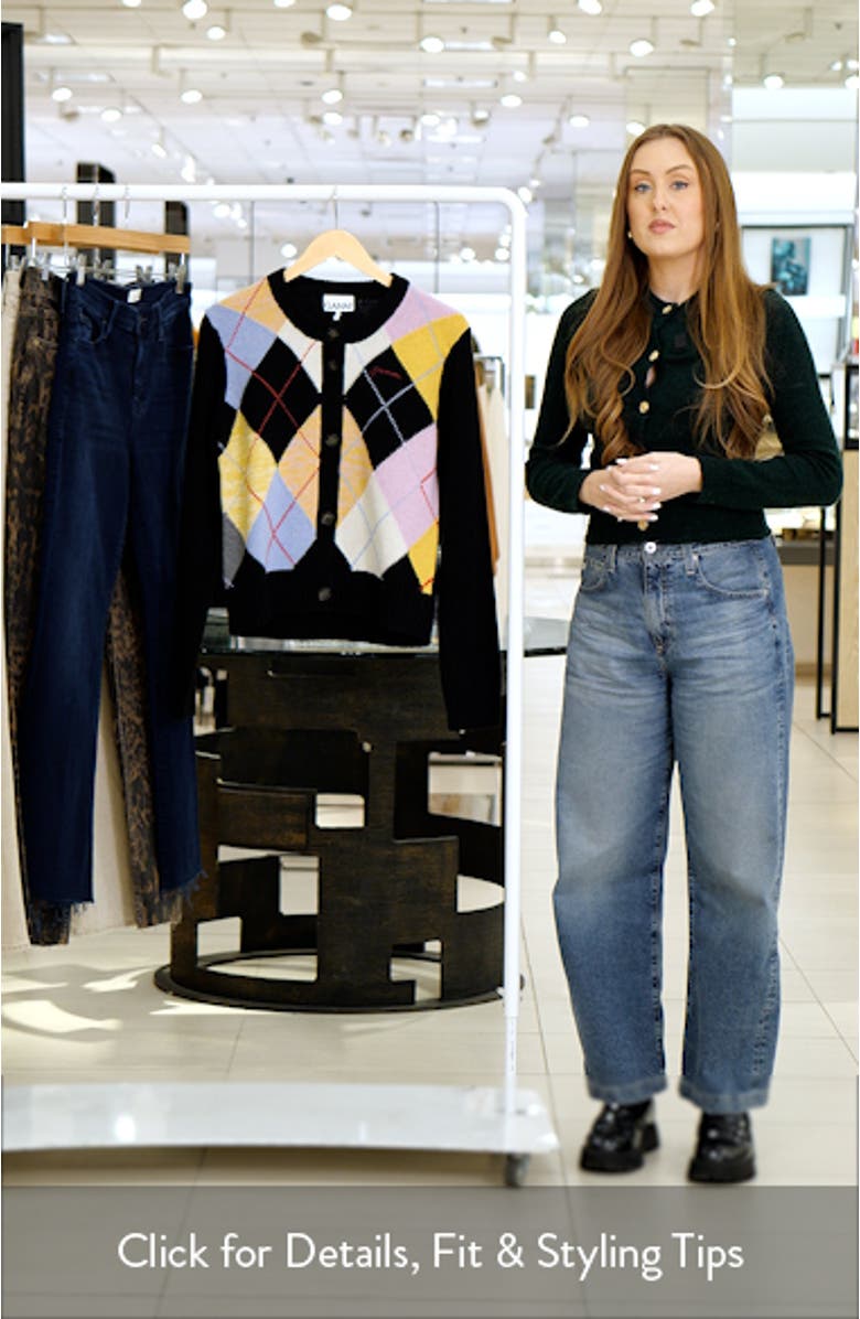 Harlequin Wool Blend Argyle Cardigan, sales video thumbnail