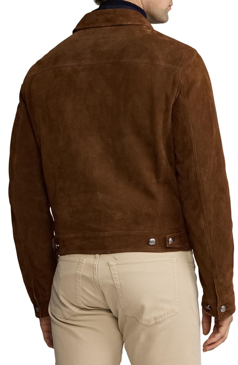 Ralph Lauren Purple Label Weaver Suede Trucker Jacket, Alternate, color,