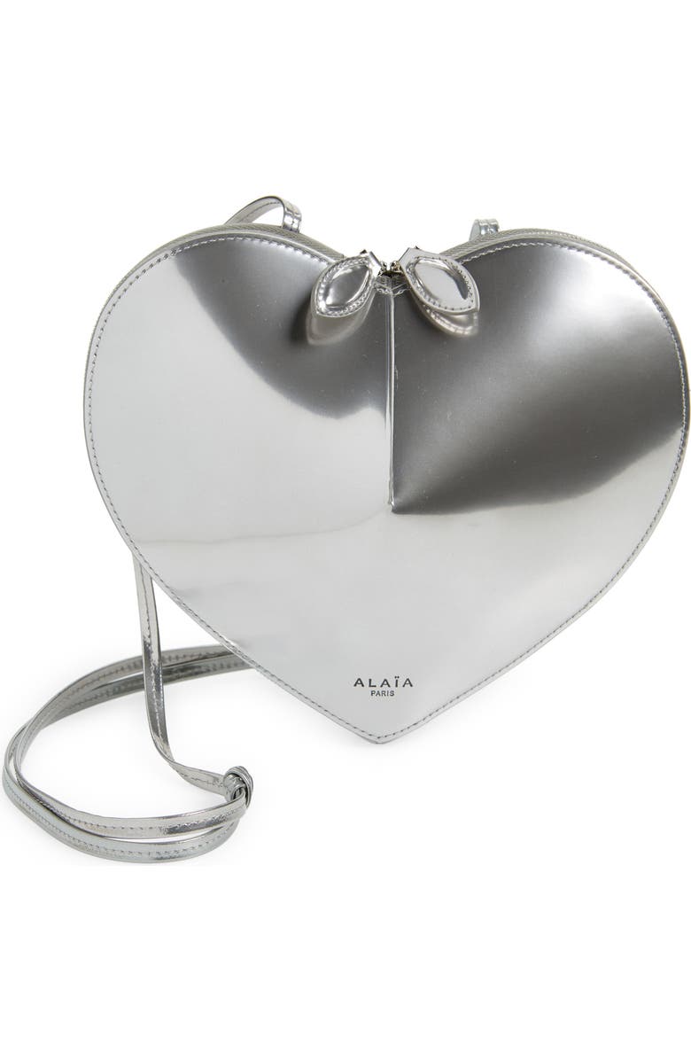 Alaïa Le Coeur Mirrored Leather Crossbody Bag, Main, color,