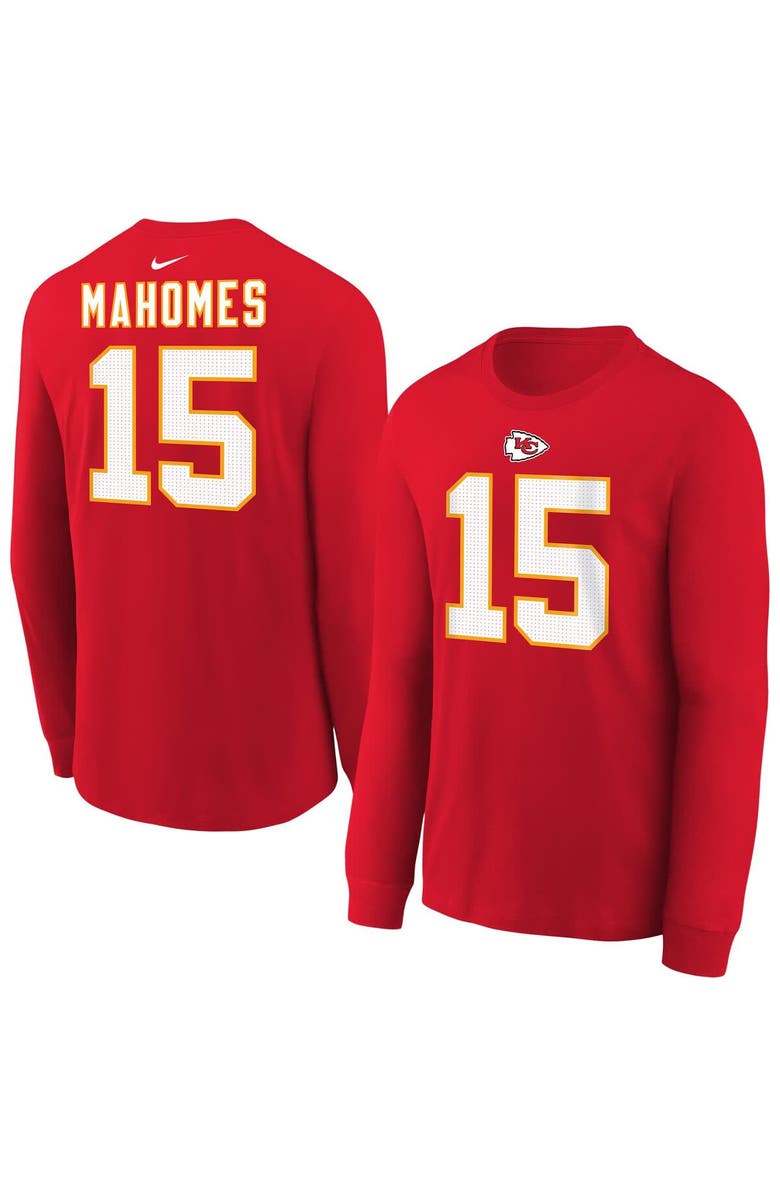 Nike Youth Nike Patrick Mahomes Red Kansas City Chiefs Player Name & Number Long Sleeve T-Shirt, Main, color, Red