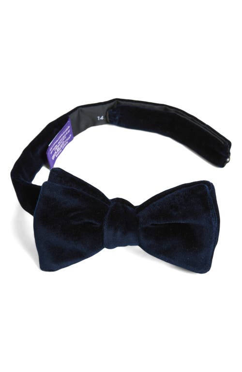 Ralph Lauren Purple Label Pre-tied Cotton Velveteen Bow Tie In Blue