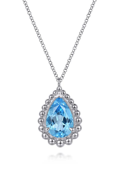 Bujukan Blue Topaz Teardrop Pendant Necklace