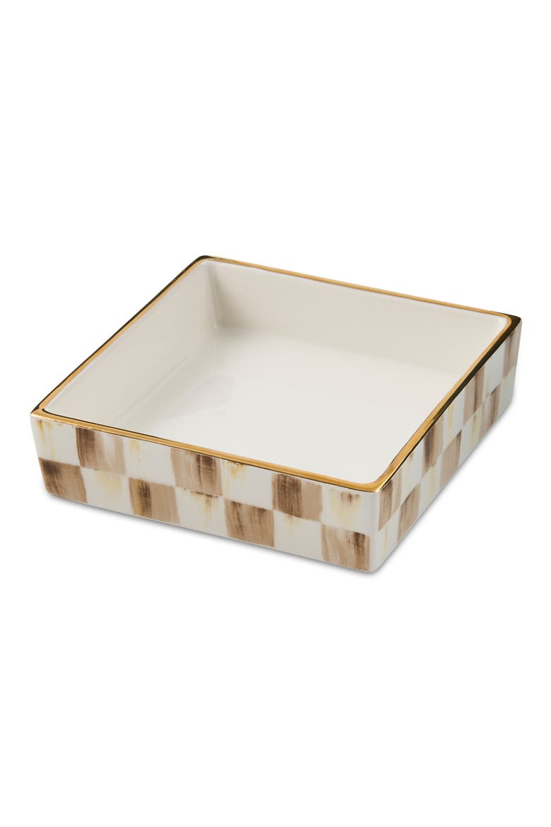 Mocha Check Cocktail Napkin Holder, Alternate, color, BROWN