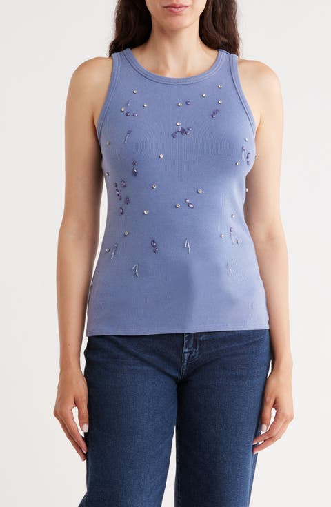 Crystal Embellished Sleeveless Top