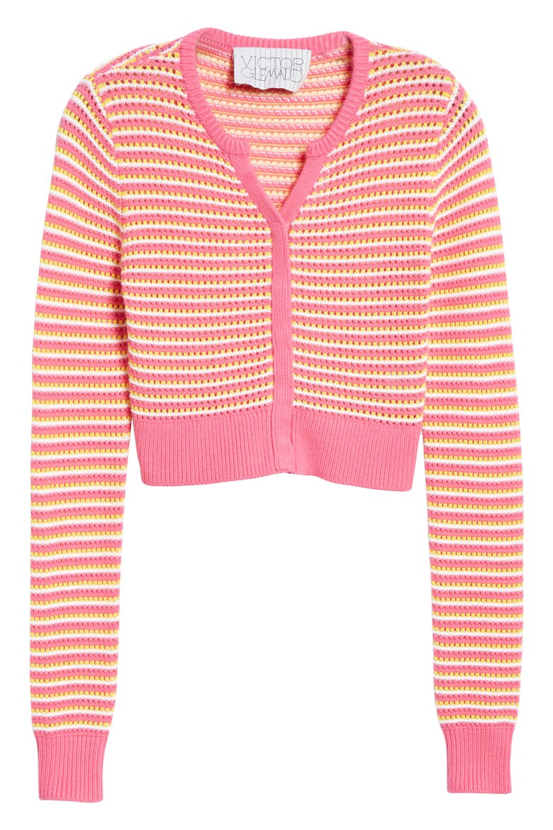 Stripe Cotton & Cashmere Button Cardigan, Alternate, color, WHITE PINK COMBO