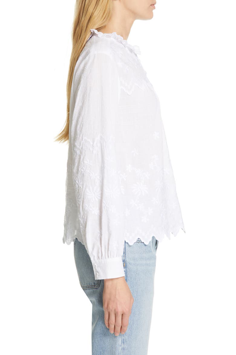 Embroidered Voile Top, Alternate, color, MILK