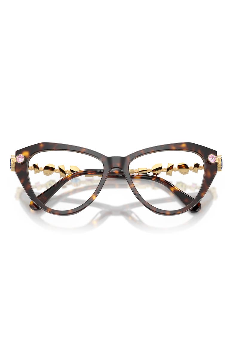 Swarovski 55mm Cat Eye Optical Glasses, Alternate, color, Havana/ Demo Lens