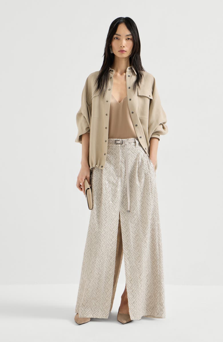 Brunello Cucinelli Fluid twill shirt, Alternate, color, Sand