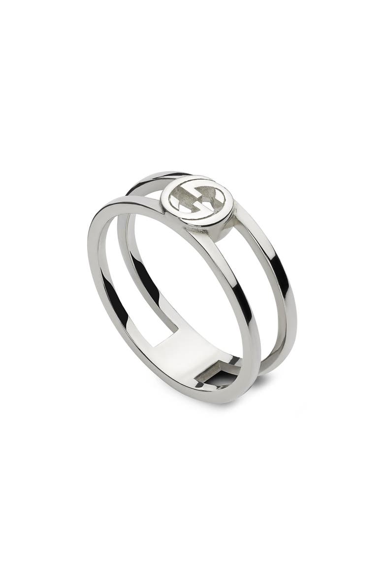 Interlocking-G Sterling Silver Wide Ring, Alternate, color, SILVER