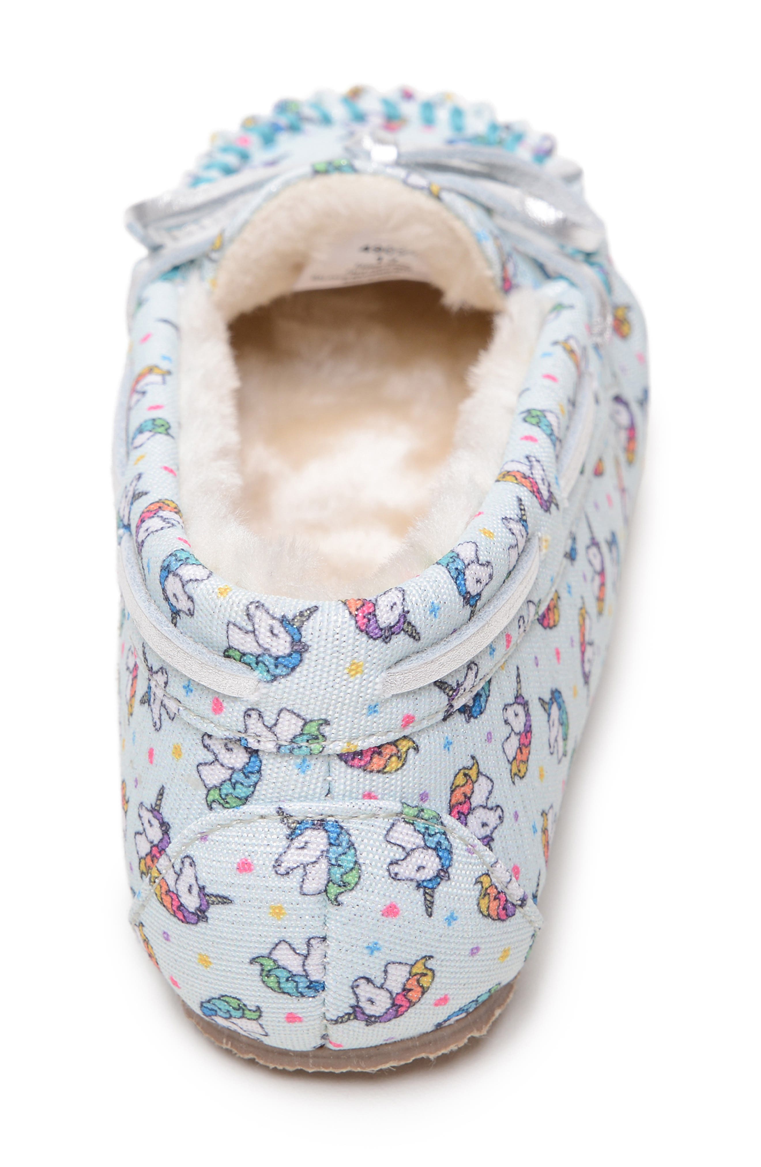 Minnetonka Unicorn Faux Fur Lined Driving Shoe, Alternate, color, 