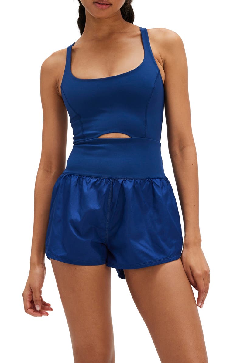 Free People FP Movement Righteous Runsie Romper, Alternate, color, Black Grape