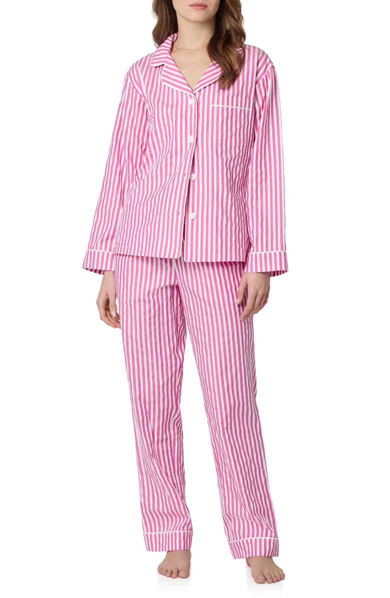 BedHead Pajamas Stripe Organic Cotton Dobby Pajamas, Main, color, 3D Stripe Pink