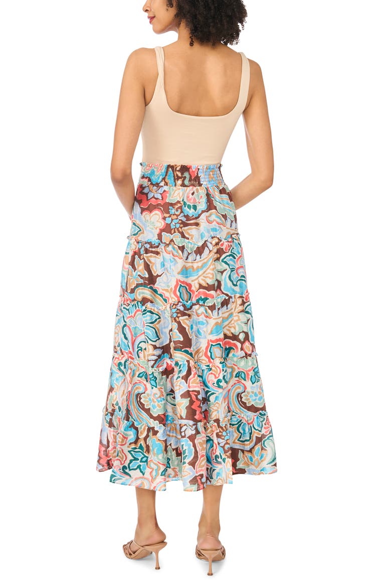 Printed Midi Skirt, Alternate, color, COCOA