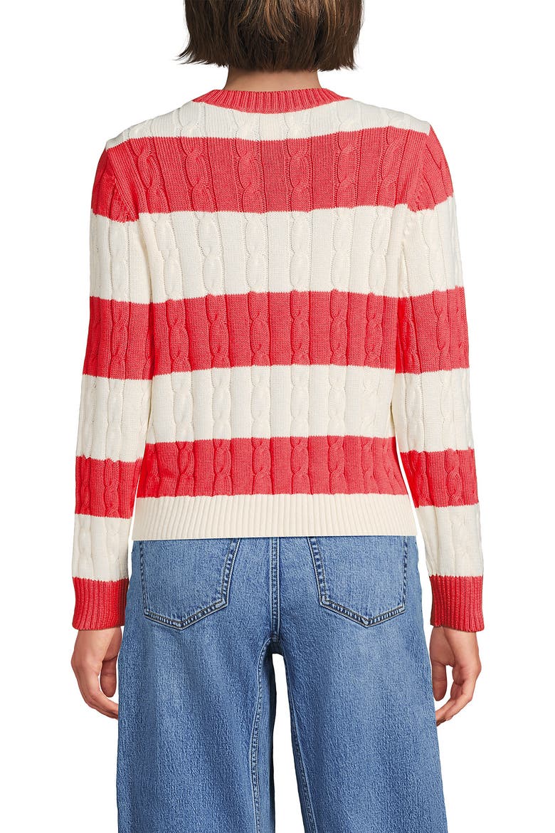 Cotton Cable Drifter Crewneck Sweater, Alternate, color, Dusk Sea Coral/Ivory Rugby