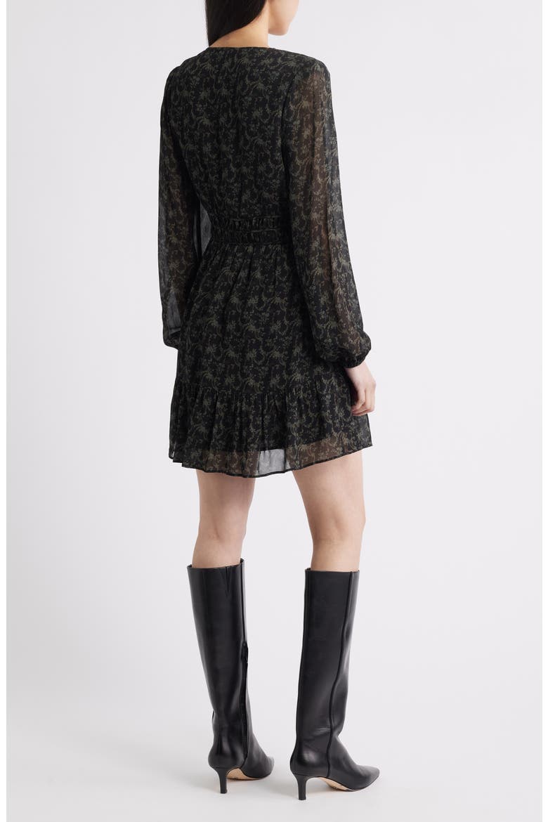 Brasserie Long Sleeve Minidress, Alternate, color, BLACK/ ALOE