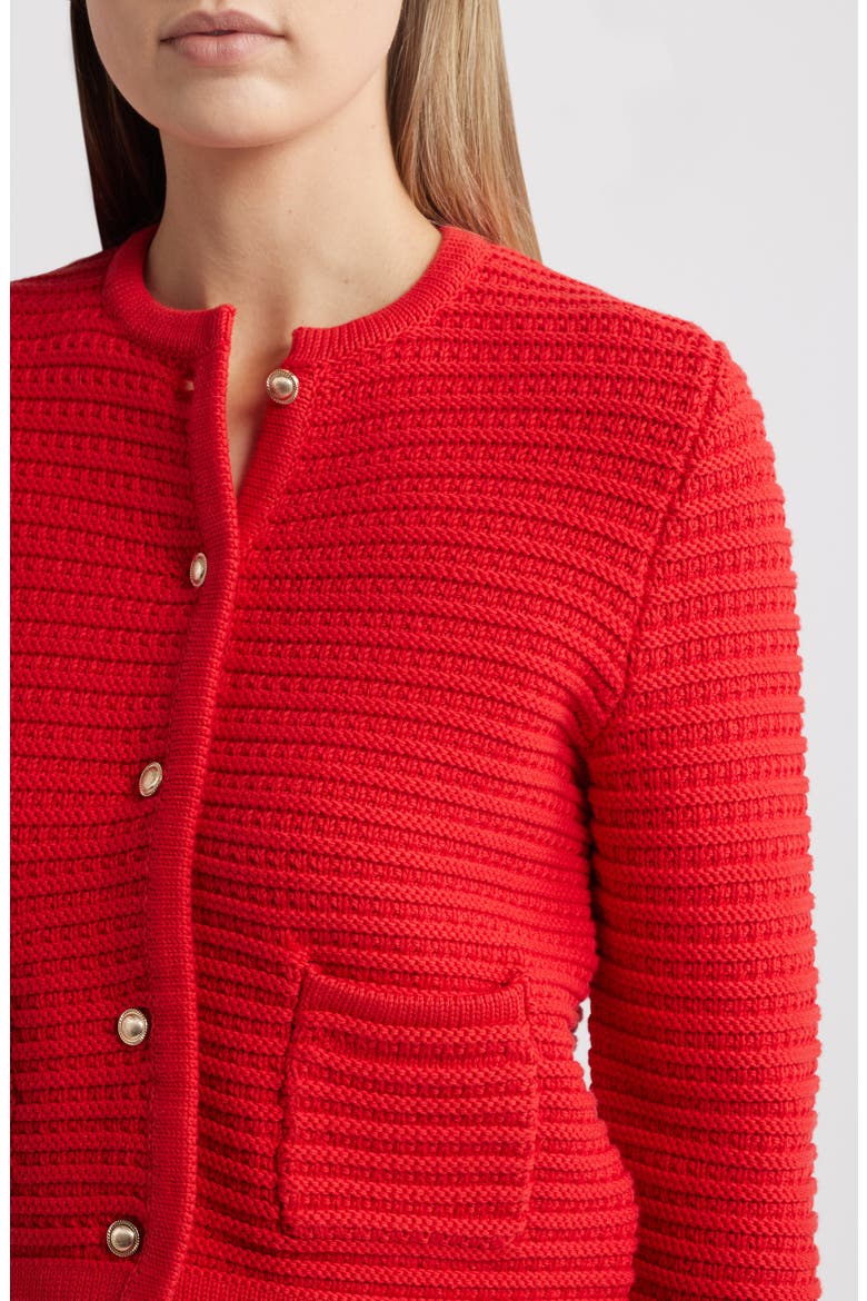 Textured Pima Cotton Cardigan, Alternate, color, RED GOJI
