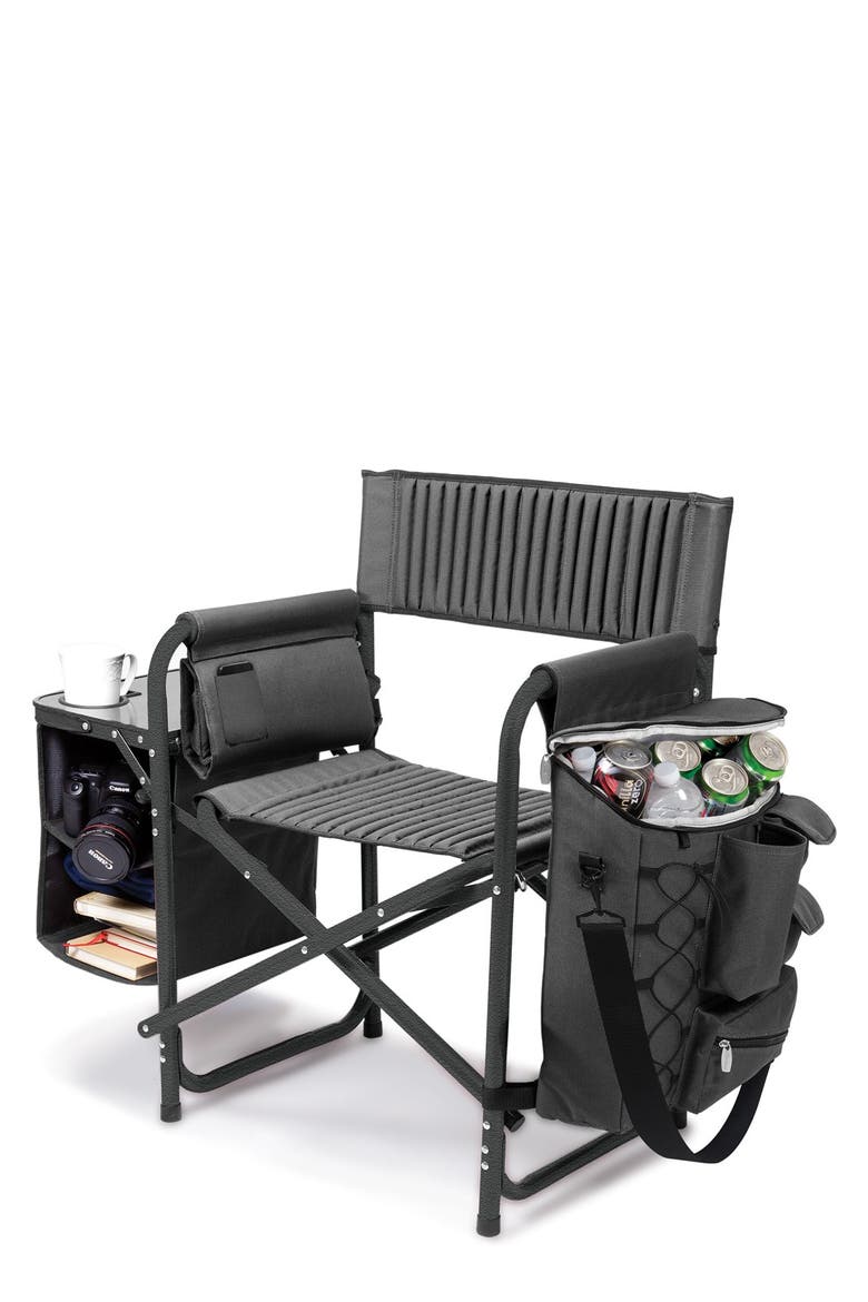 Picnic Time Fusion Backpack Chair with Cooler, Main, color, BLACK