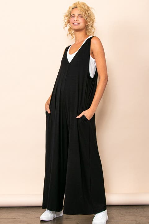 Deep V Sleeveless Wide Leg Jumpsuit