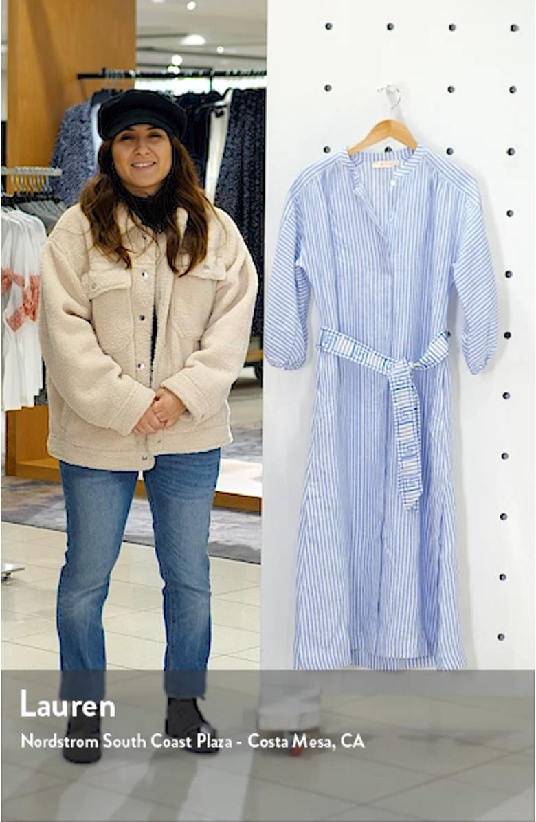 Stripe Linen Midi Shirtdress, sales video thumbnail