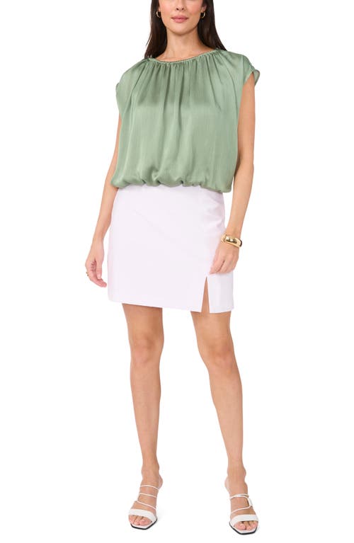 Vince Camuto Textured Satin Bubble Top In Green