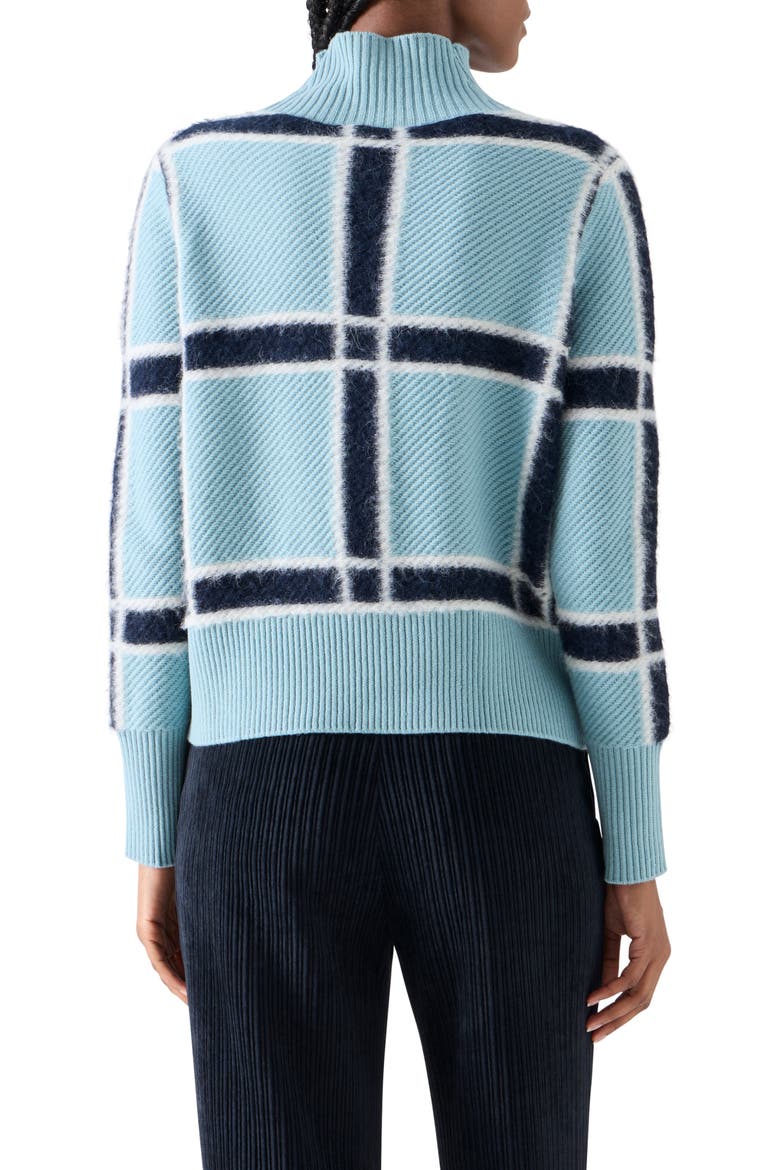 Intarsia Plaid Wool & Cashmere Sweater, Alternate, color, LIGHT BLUE-CREAM-NAVY