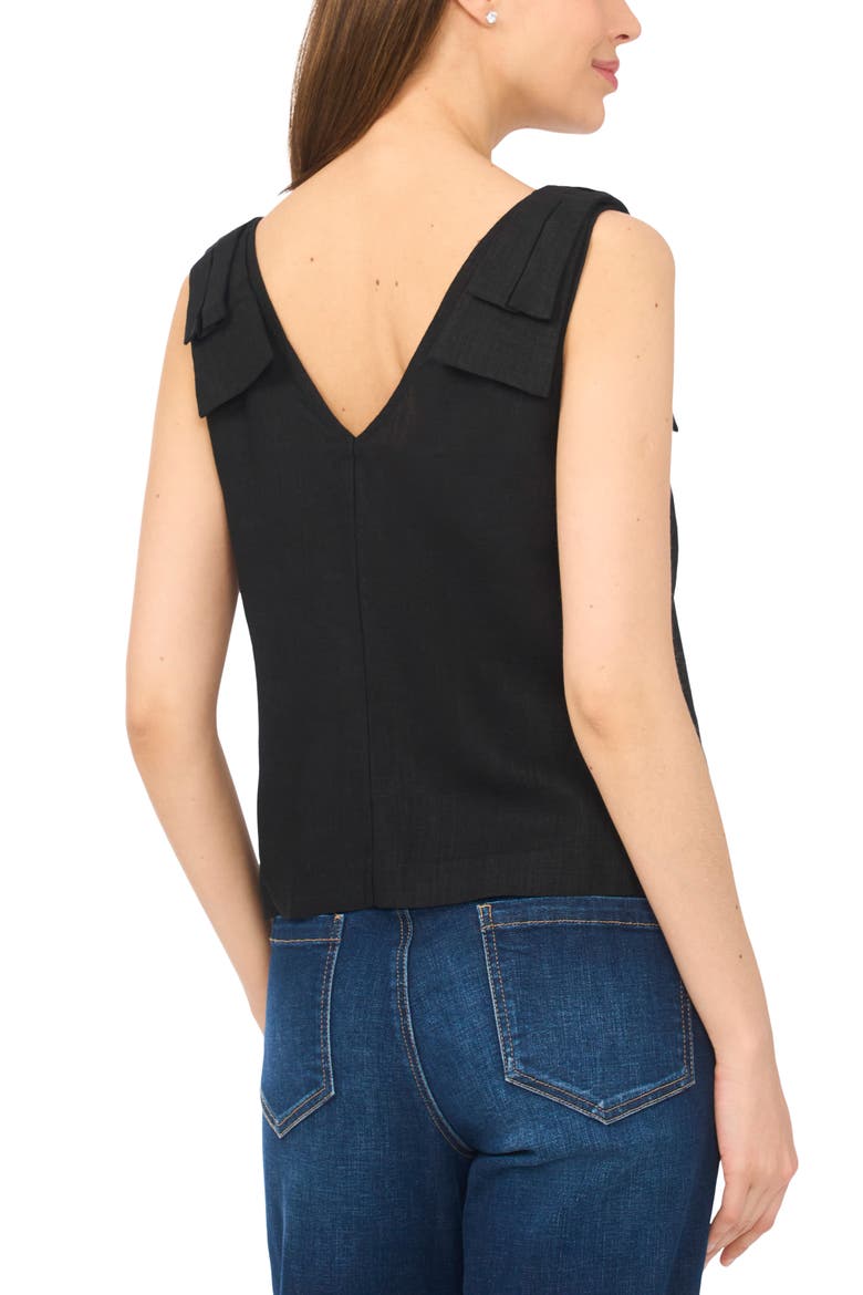 Bow Shoulder V-Neck Tank, Alternate, color, RICH BLACK