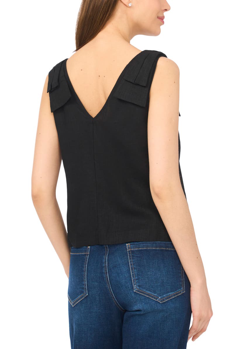 CeCe Bow Shoulder V-Neck Tank, Alternate, color, Rich Black