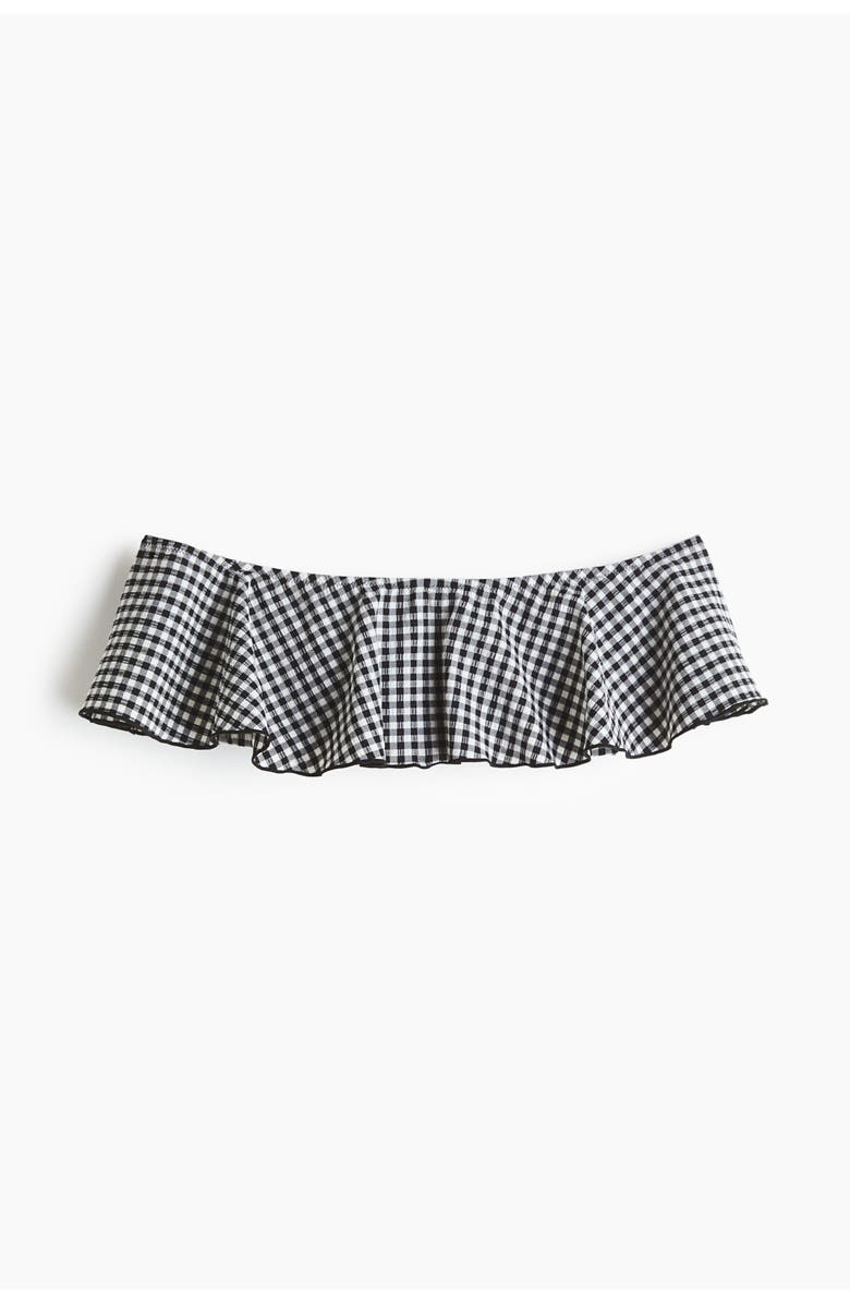 H&M Bandeau Bikini Top, Main, color, Black/Gingham