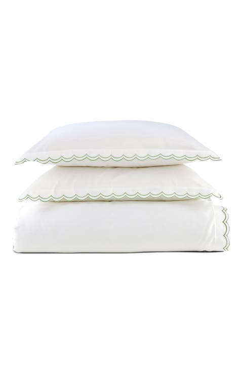 Scallop Edge Luxury Cotton Sateen Duvet Cover Sets