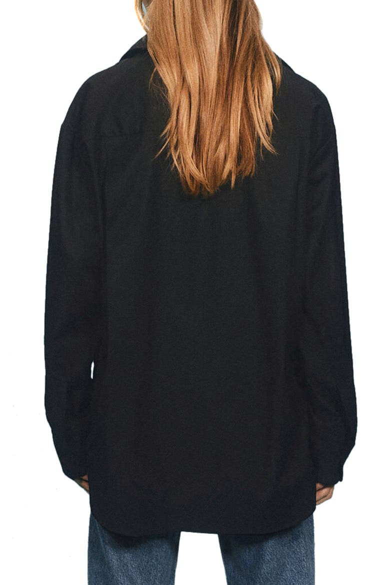 Women's Will Oversize Stretch Organic Cotton Button-Up Shirt, Alternate, color, BLACK
