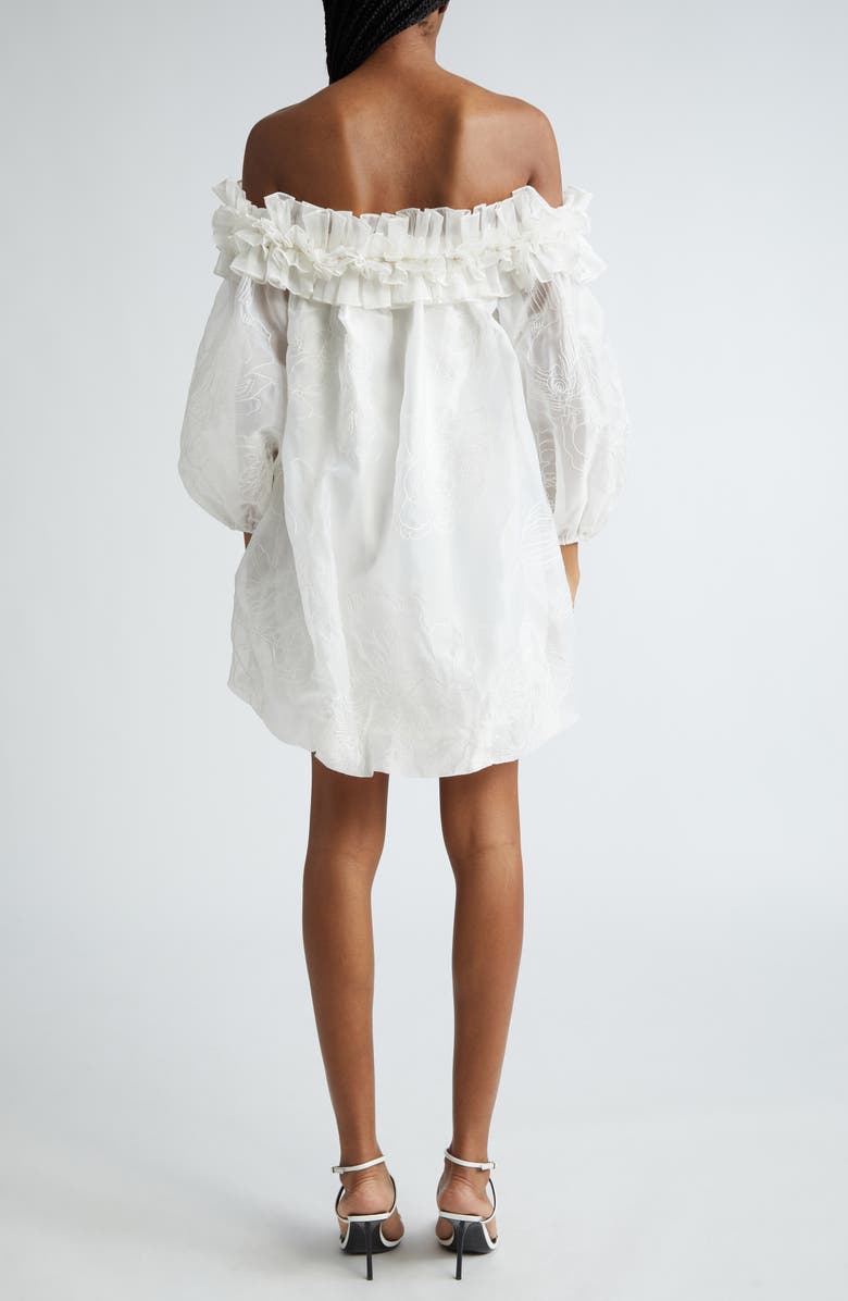 Cinq à Sept Nava Floral Embroidery Off the Shoulder Minidress, Alternate, color, Ivory