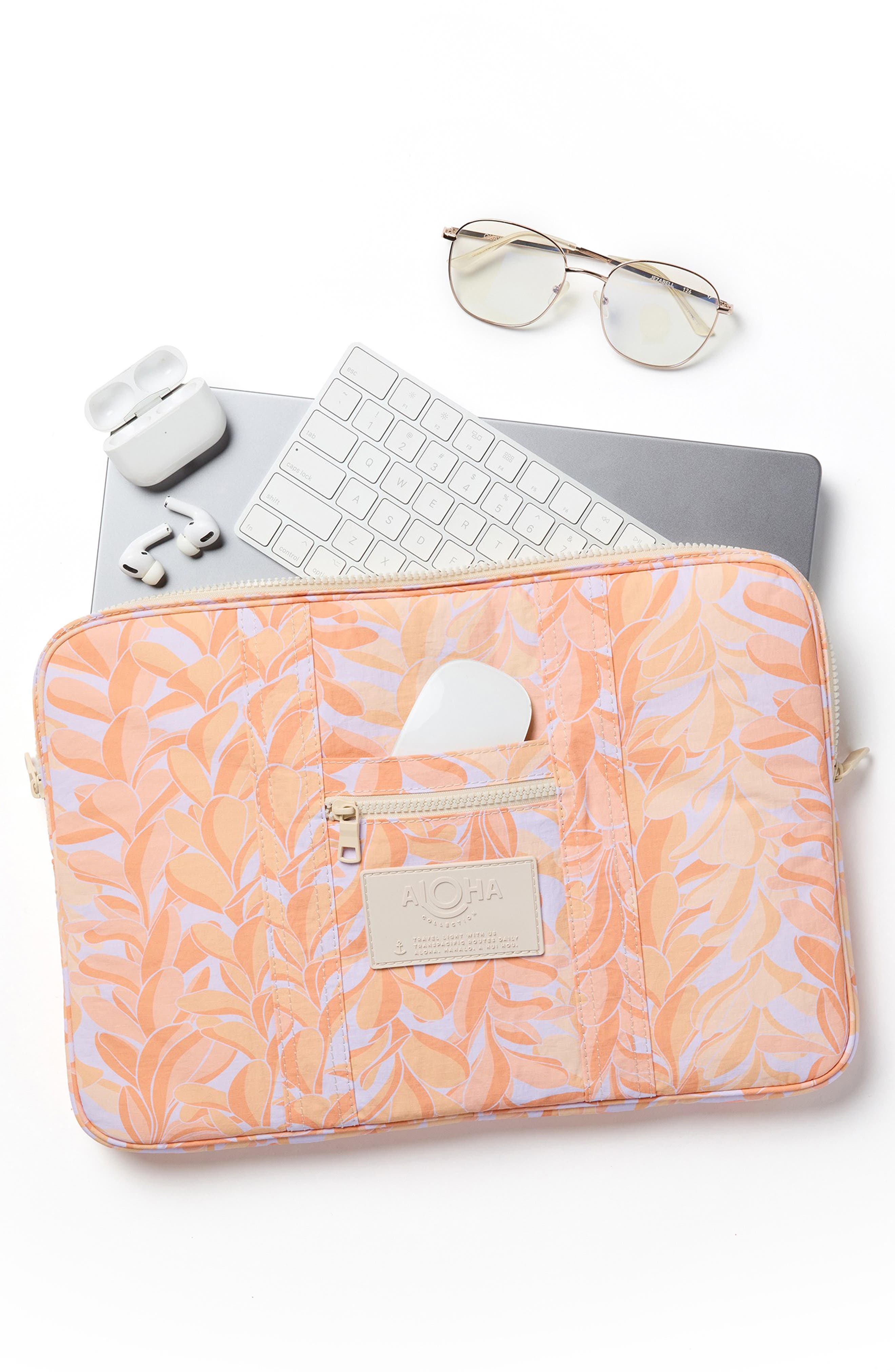 Aloha Collection Lei Stand Nylon Laptop Case, Alternate, color, Peachy