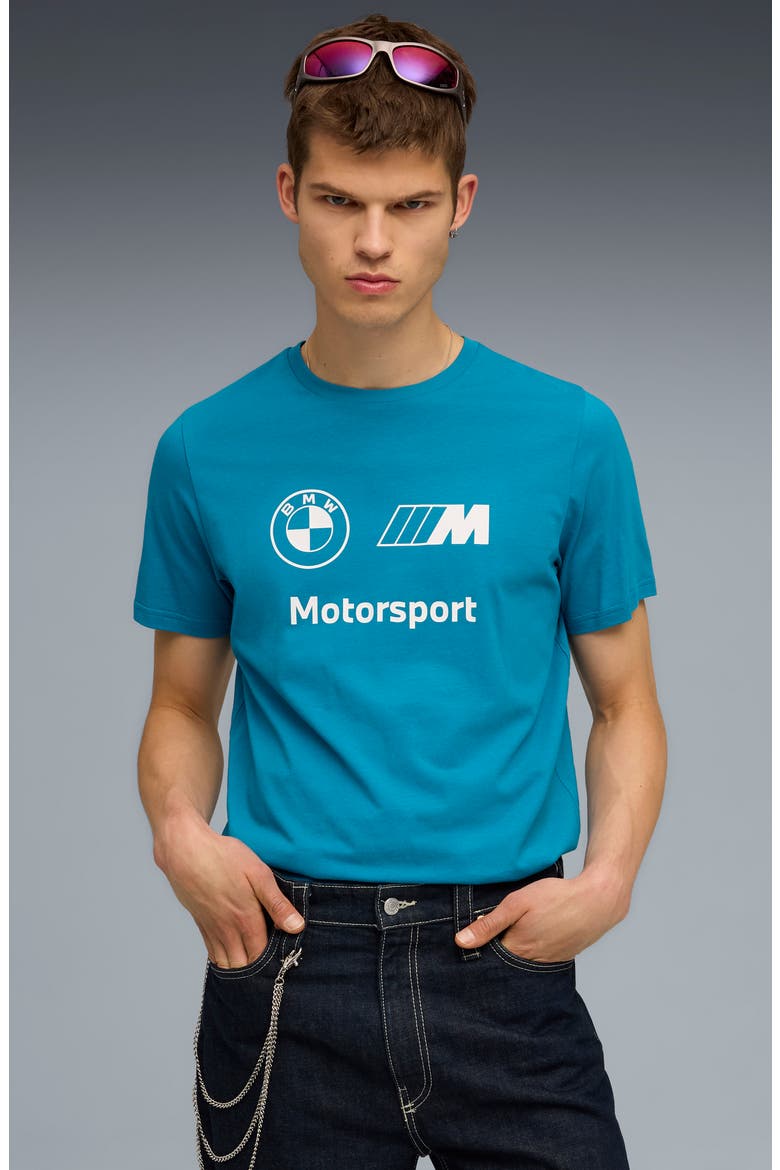 BMW M Motorsport Essential Logo Graphic T-Shirt, Alternate, color, TROPICAL BLUE