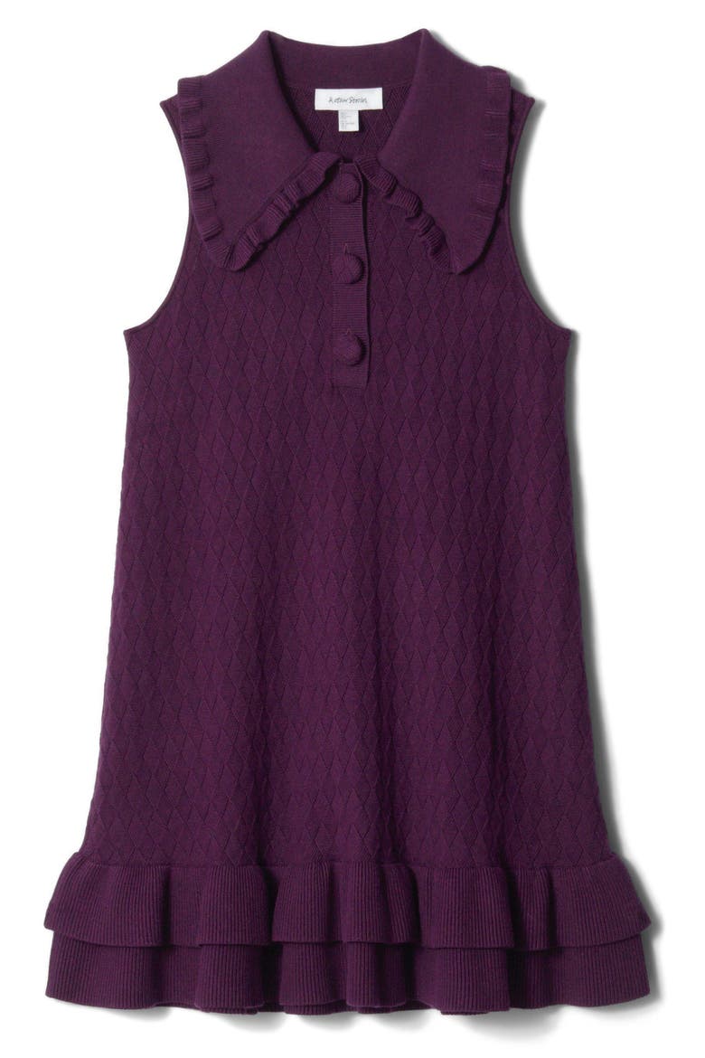 Frill Trim Collar Sweater Minidress, Alternate, color, LILAC PURPLE DARK