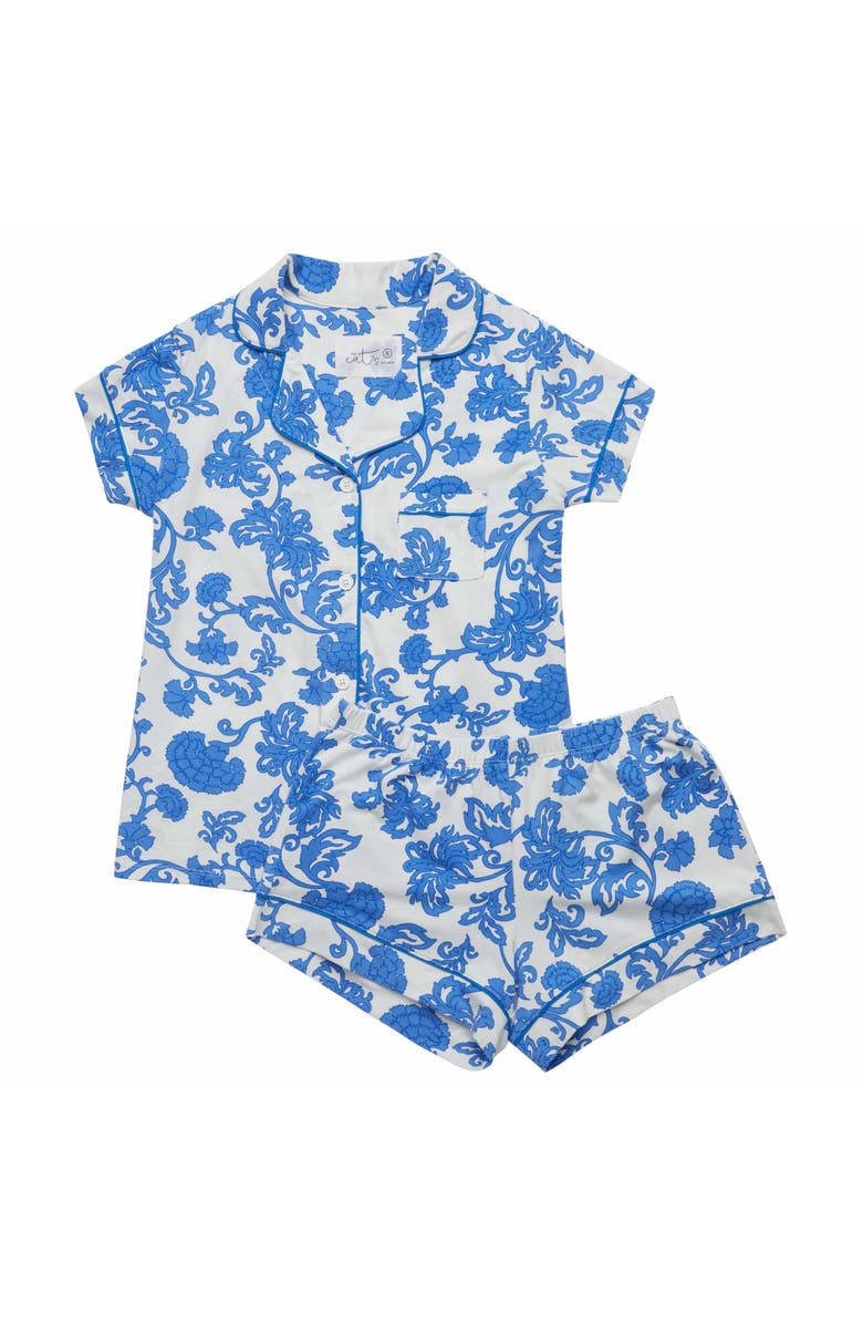 The Cat's Pajamas Pima Knit Short Pajama Set, Alternate, color, Chrysantheme