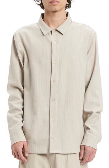 Vayder Carmine Wool & Cotton Button-up Shirt In Birch Bark
