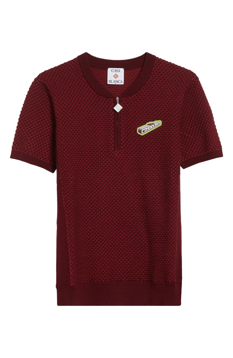 Casablanca Bubble Jacquard Quarter Zip Polo, Main, color, Burgundy