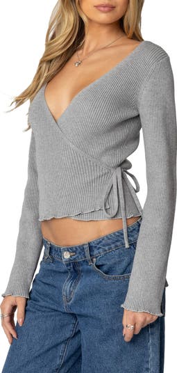 Paden Rib Knit Wrap Top