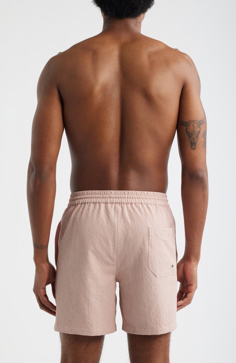 AllSaints Emblem Swim Trunks, Alternate, color, Sunbaked Pink