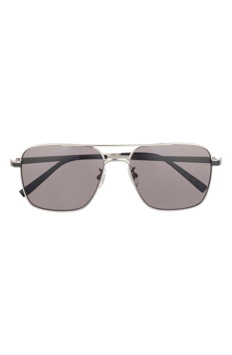 Dunhill 58mm Aviator Sunglasses, Main, color, Silver Silver Grey